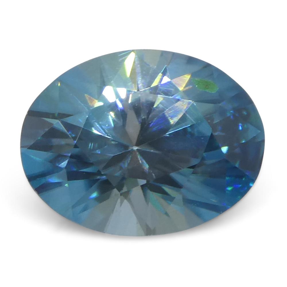 2.96ct Natural Earth Mined Oval Master Brilliant Cut Blue Zircon from Cambodia For Sale 2
