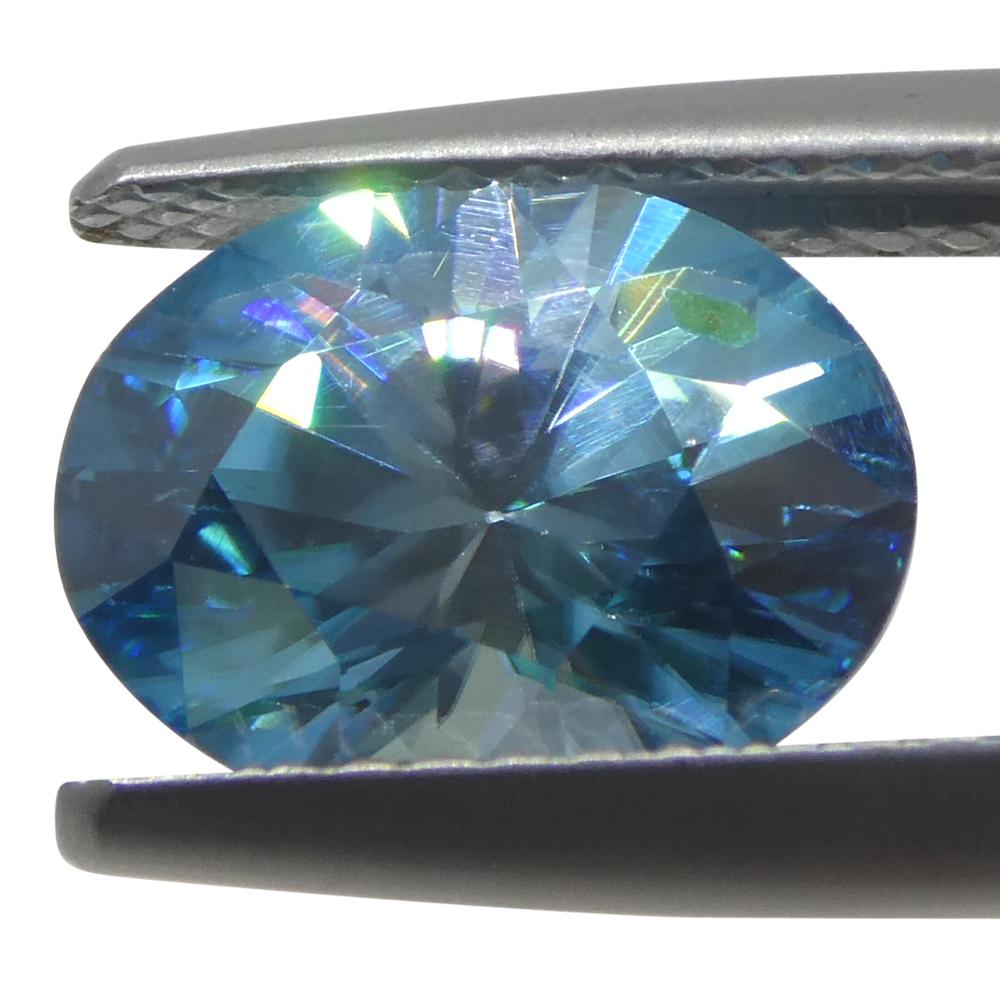 2.96ct Natural Earth Mined Oval Master Brilliant Cut Blue Zircon from Cambodia For Sale 6