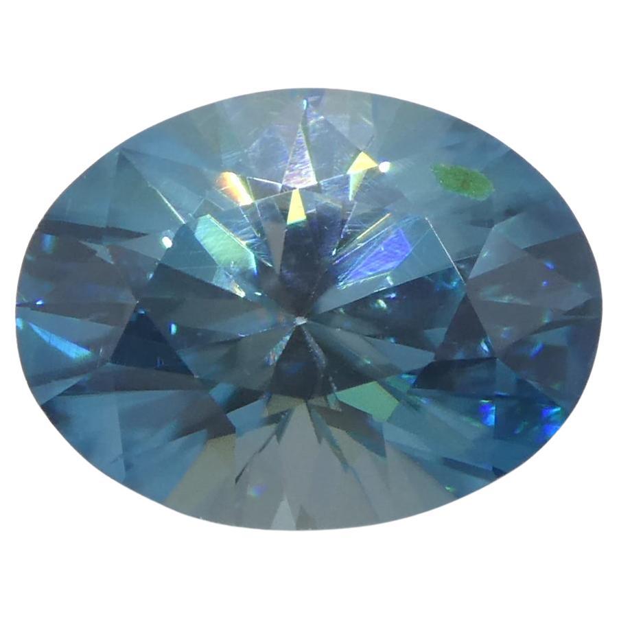 2.96ct Natural Earth Mined Oval Master Brilliant Cut Blue Zircon from Cambodia