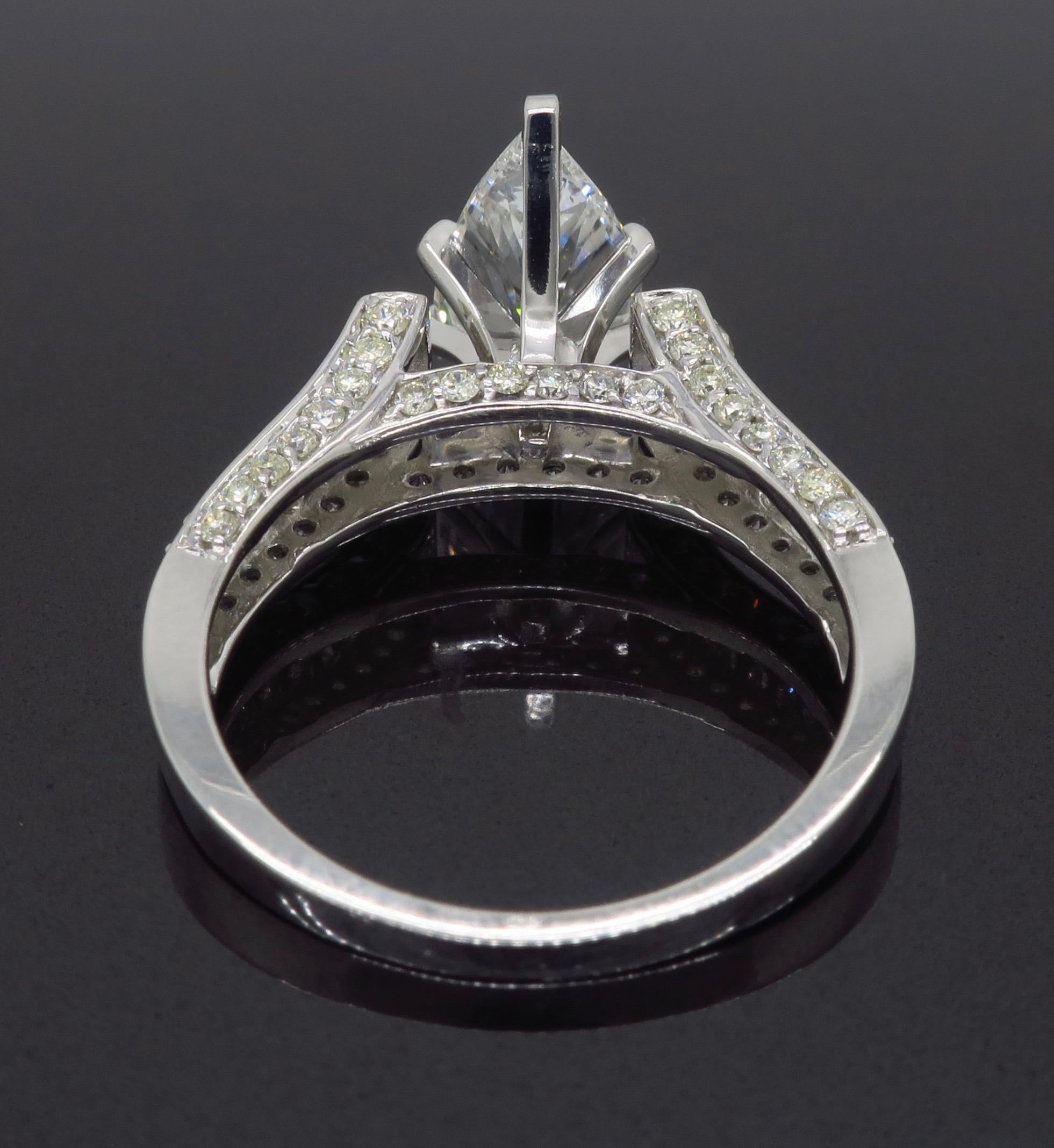 Women's or Men's 2.96 Carat Pear Shaped Diamond Engagement Ring