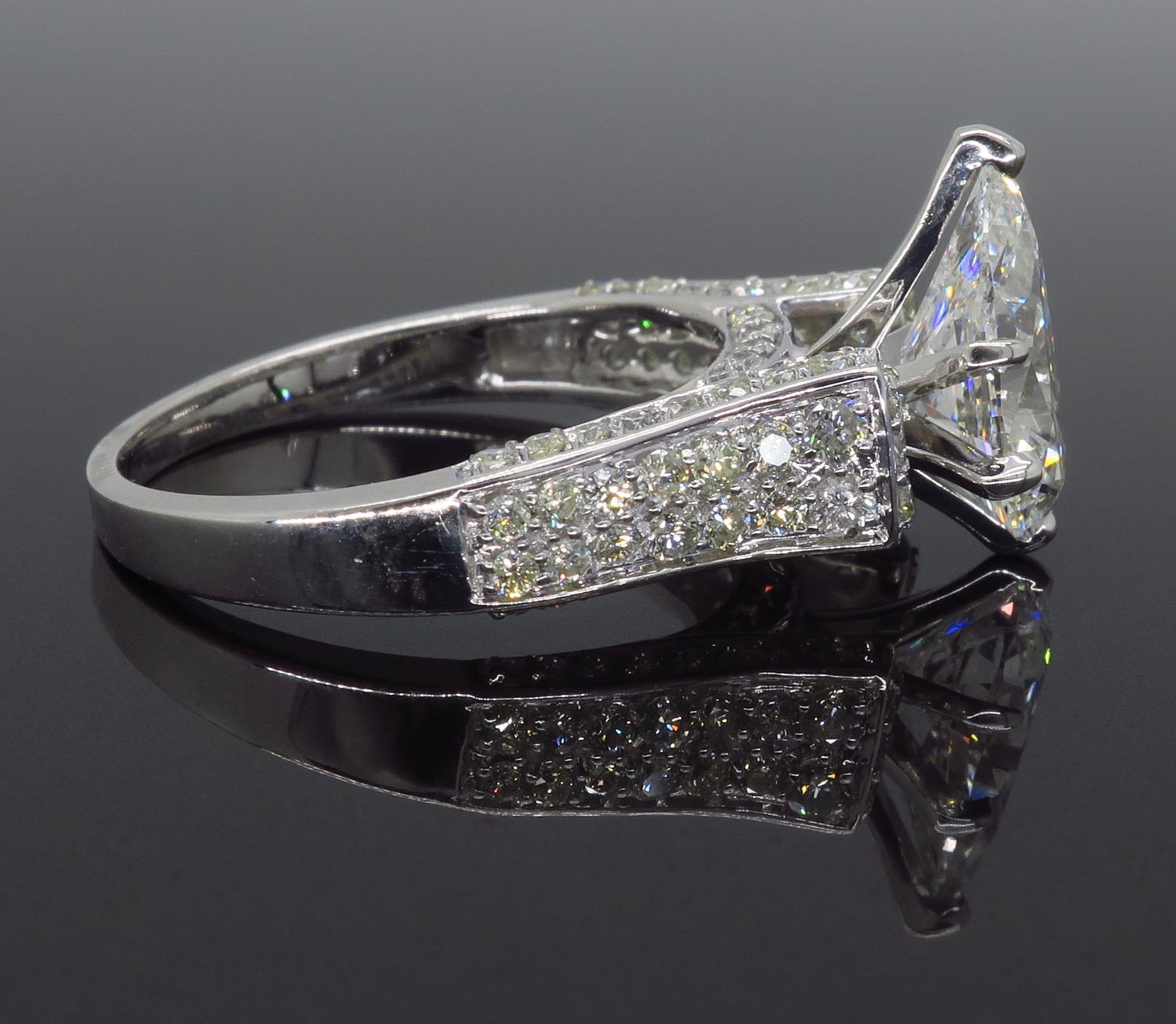 2.96 Carat Pear Shaped Diamond Engagement Ring 1