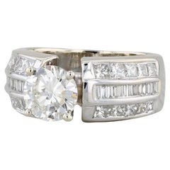 Bague de fiançailles en or blanc 14 carats avec diamants ronds de 2,96 carats, taille 7