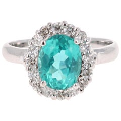 2.97 Carat Apatite Diamond Ring 14 Karat White Gold Ring