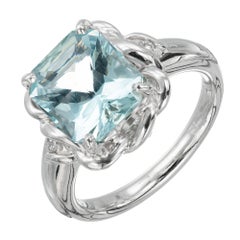 Bague en platine avec aigue-marine de 2,97 carats et diamants