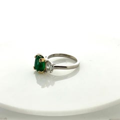 2.97 Carat Emerald & Trapezoid Diamond Rings in 18K White Gold
