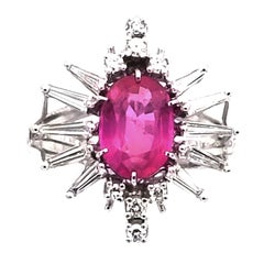 2.97 Carat No Heat Pink Sapphire Diamond White Gold Ring