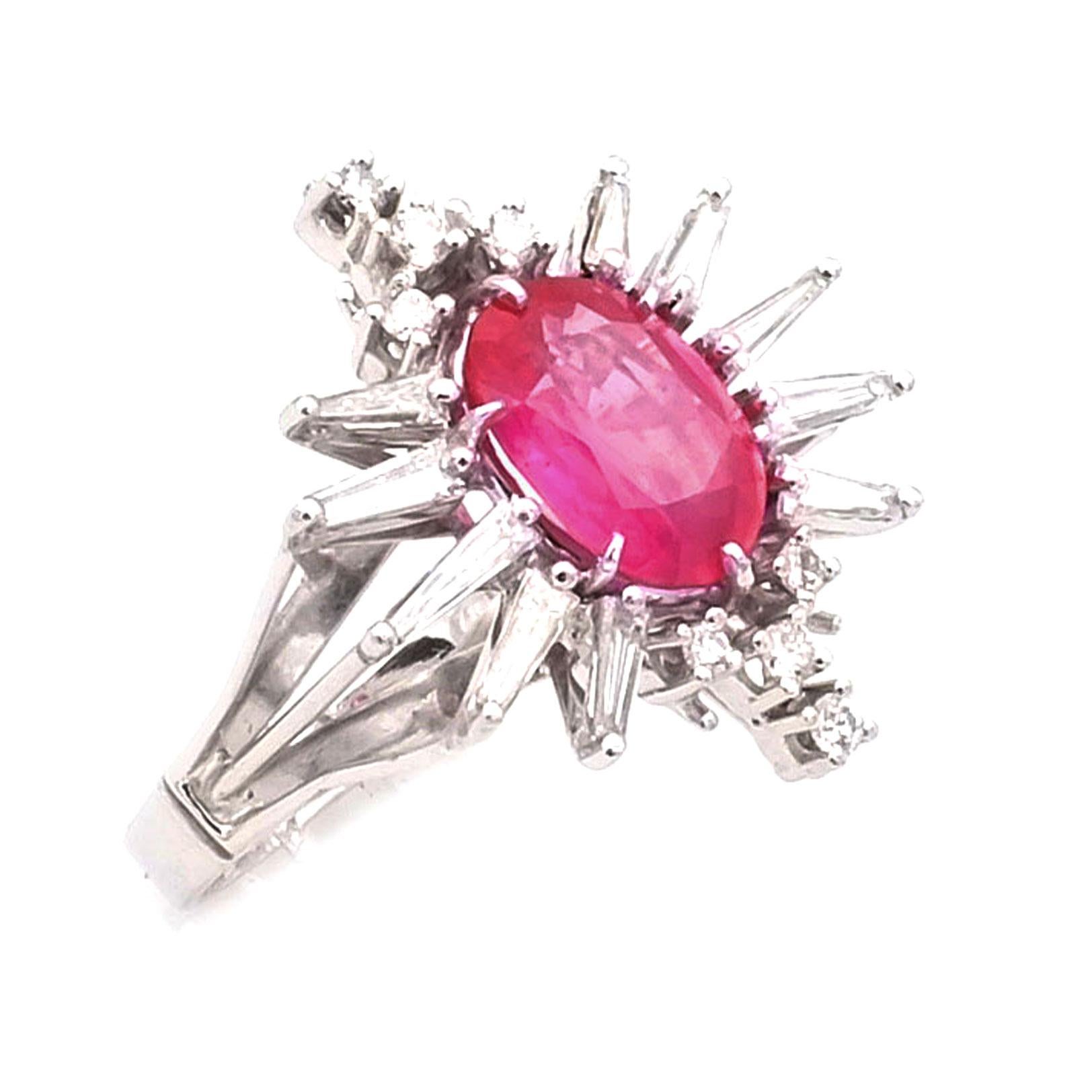 2.97 Carat No Heat Pink Sapphire Diamond White Gold Ring For Sale at 1stDibs