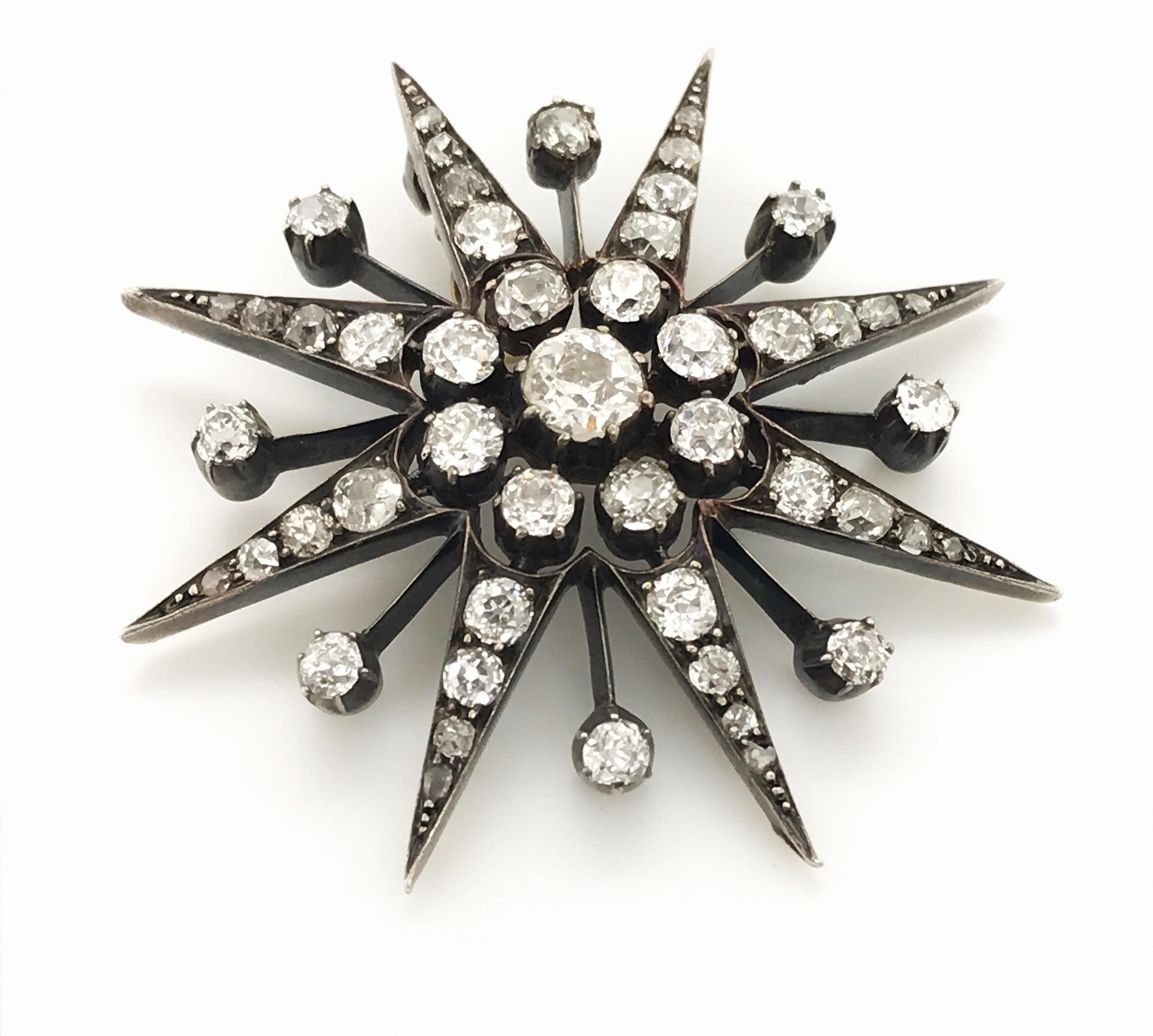 An original Victorian piece estimated to be from the early 1900's and looks just as fashionable today. Increasingly popular starburst brooches are making a big comeback, some in their original form as brooches and pendants but they are also being