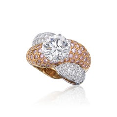 2.97 Carat Round Brilliant Statement Fancy Pink 14K Gold Sunlit Royal Radiance