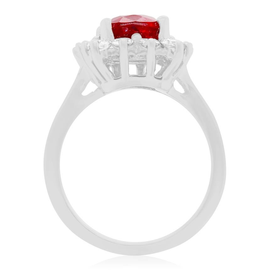 Contemporary 2.97 Carat Ruby and Diamond Engagement Ring