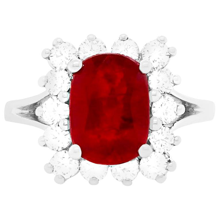 2.97 Carat Ruby and Diamond Engagement Ring