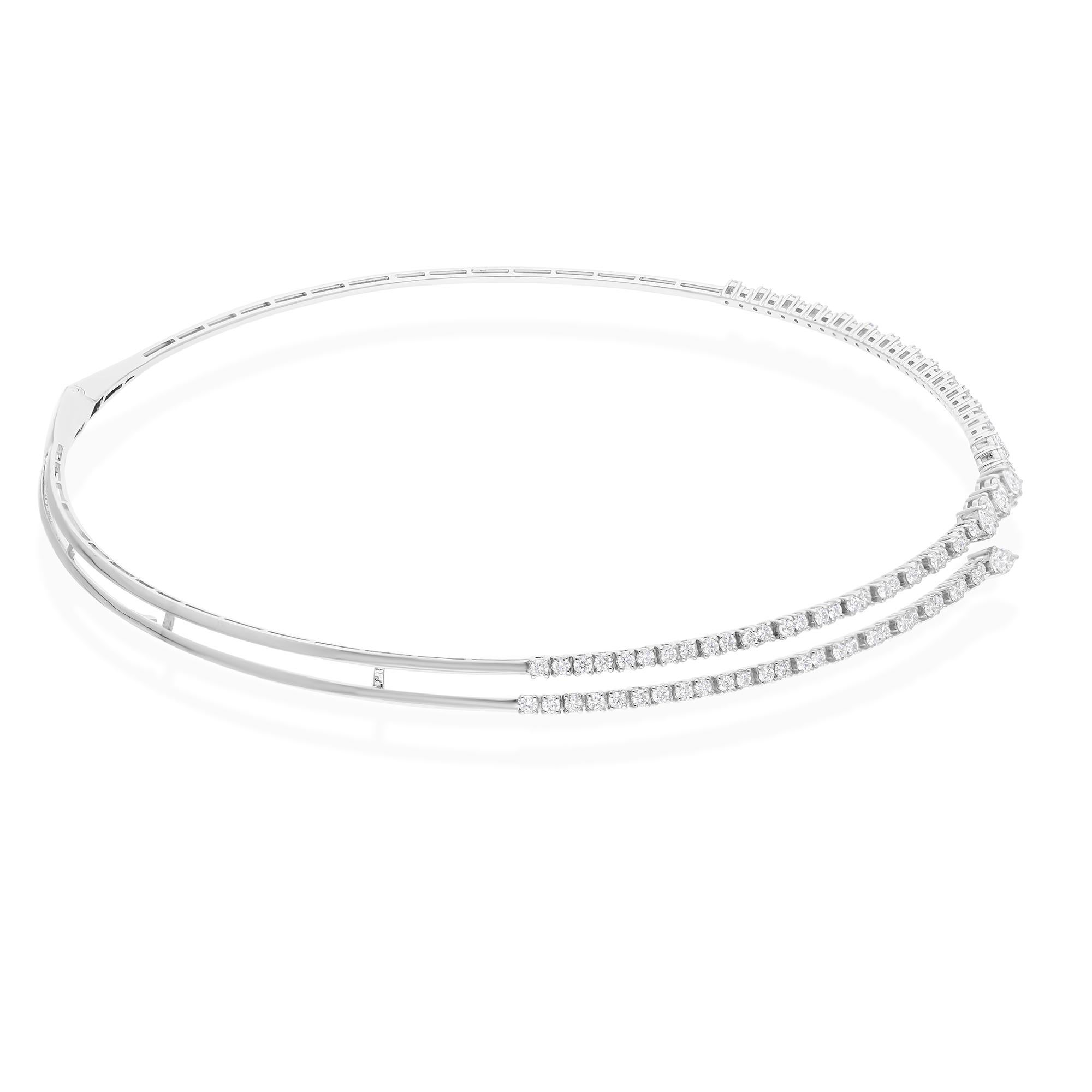 Modern 2.97 Carat SI/H Pear Round Diamond Choker Necklace 18 Karat White Gold Jewelry For Sale