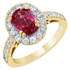 Anillo de compromiso de oro amarillo de 18 quilates con diamante espinela de 2,97 quilates