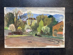 Paisaje de Ginebra; Villa delante de la Salève de Goetz - Dibujo 36x54 cm