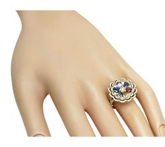 2.97ct Multi Color Sapphire 1.30ct Diamond 18k Pink Gold Cocktail Ring