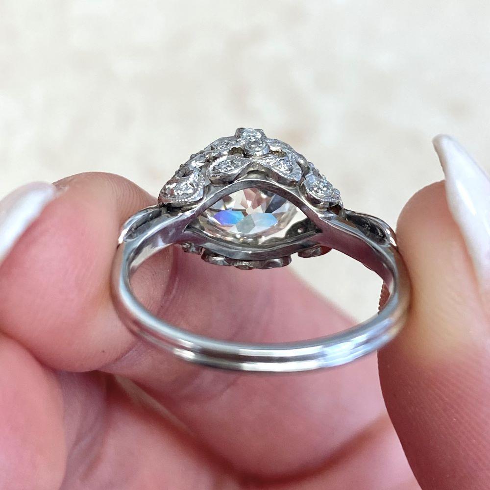 2.97ct Old European Cut Diamond Platinum Ring, I Color, VS1 Clarity For Sale 5