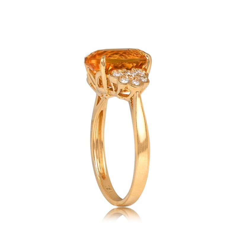 Art Deco 2.97ct Oval Cut Natural Citrine Cocktail Ring, 18k Yellow Gold  For Sale