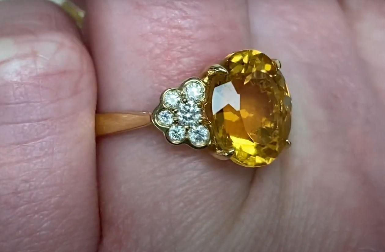 Women's 2.97ct Oval Cut Natural Citrine Cocktail Ring, 18k Yellow Gold  For Sale