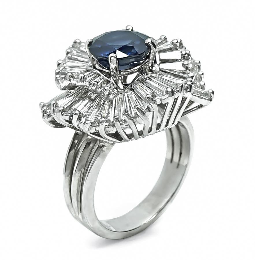 Taille ovale 2.97ct Saphir 1.75ct Bague Diamant en vente