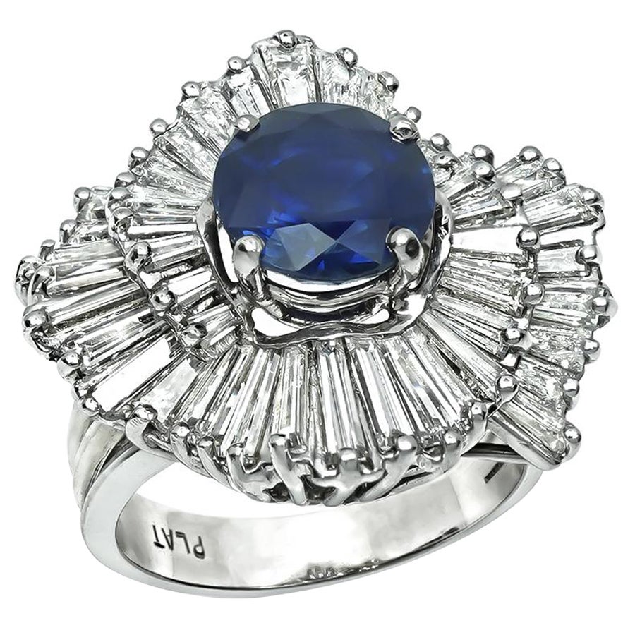 2.97ct Saphir 1.75ct Bague Diamant