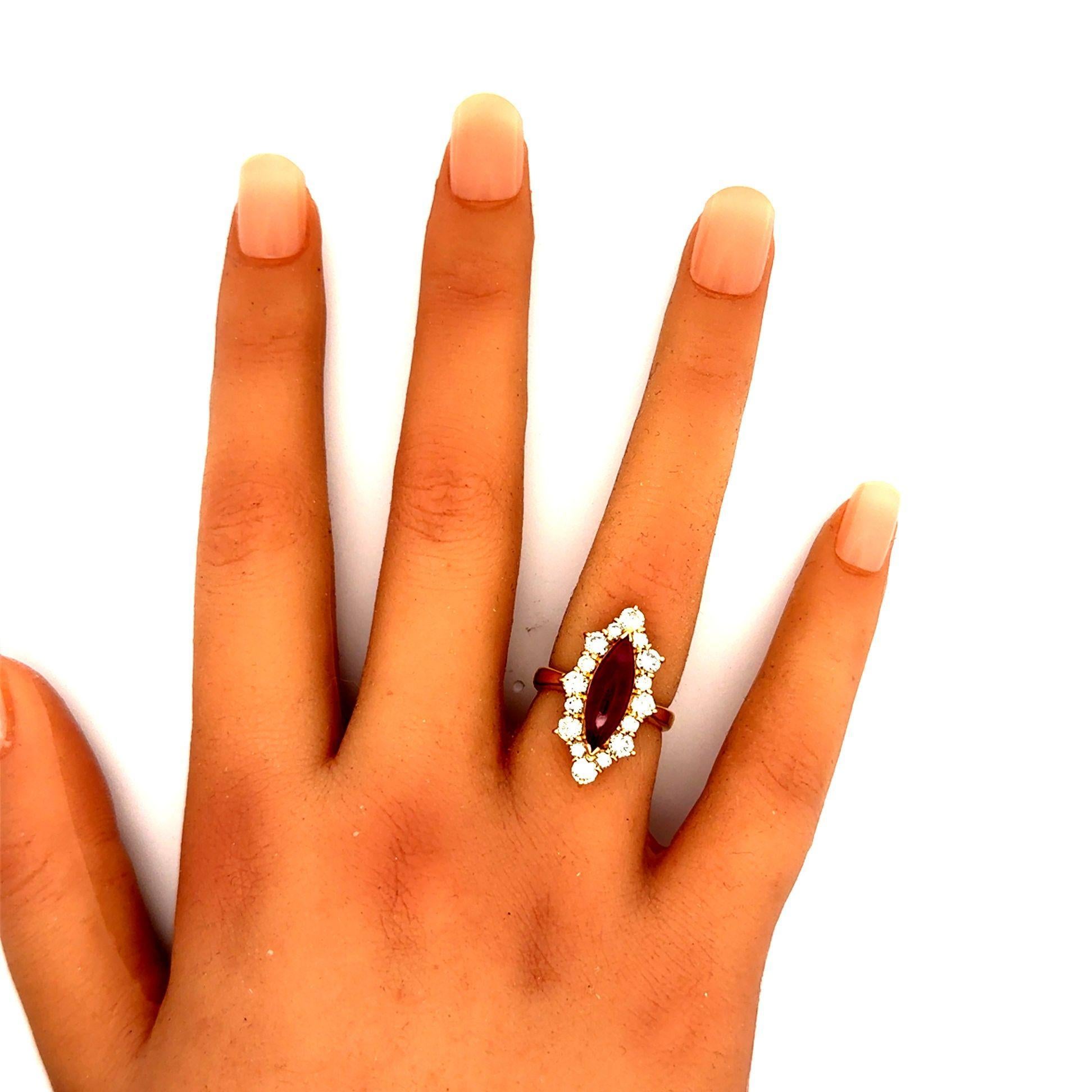 Cabochon 2.98 Carat Burmese Ruby Diamond Halo 18k Yellow Gold Ring, AGL Certified For Sale