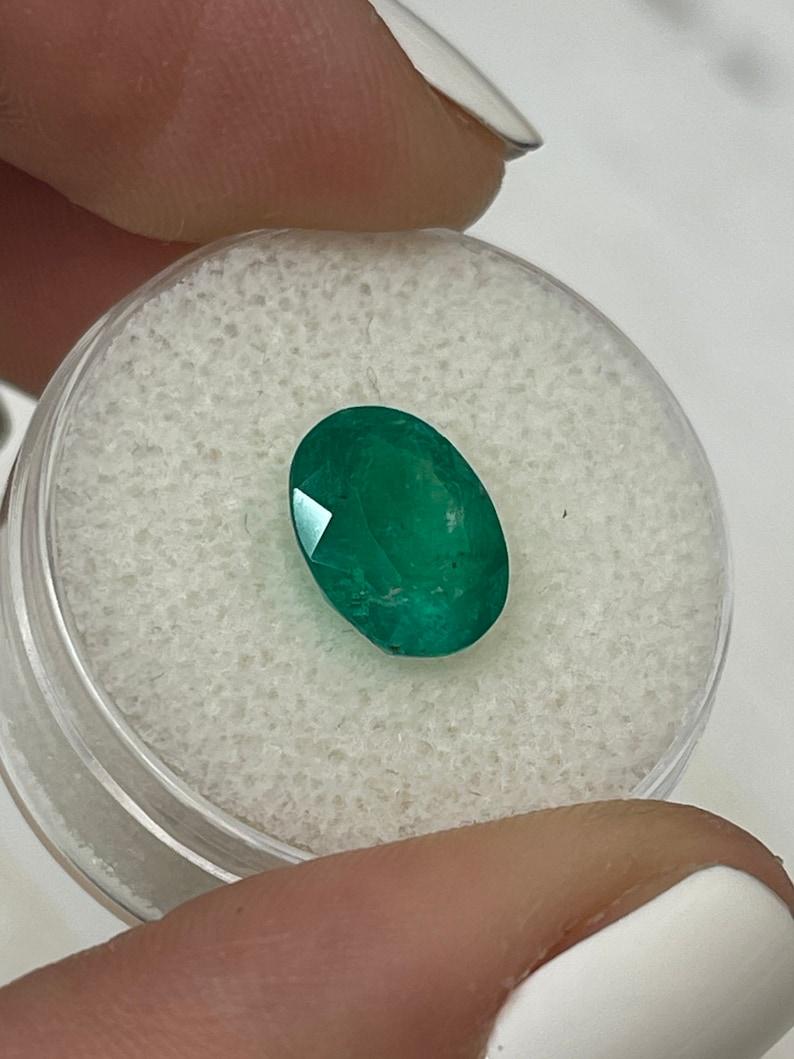 2.98 Carat Intense Dark Green Colombian Emerald Oval Cut - May Birthstone Gem For Sale 1