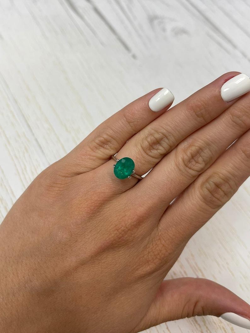2.98 Carat Intense Dark Green Colombian Emerald Oval Cut - May Birthstone Gem For Sale 3