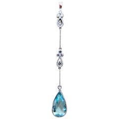 2.98 Carat Natural Aquamarine Drop Pendant 14 Karat