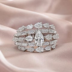 2.98 Carat Natural Diamond Statement Ring in 18K White Gold Openwork Style