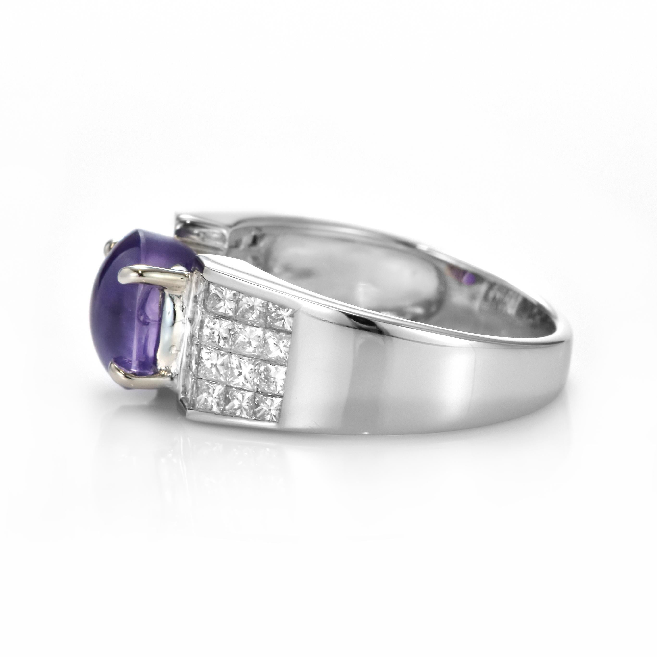 2.98 Carat Natural Purple Star Sapphire and Diamond Ring Made in Platinum For Sale 3