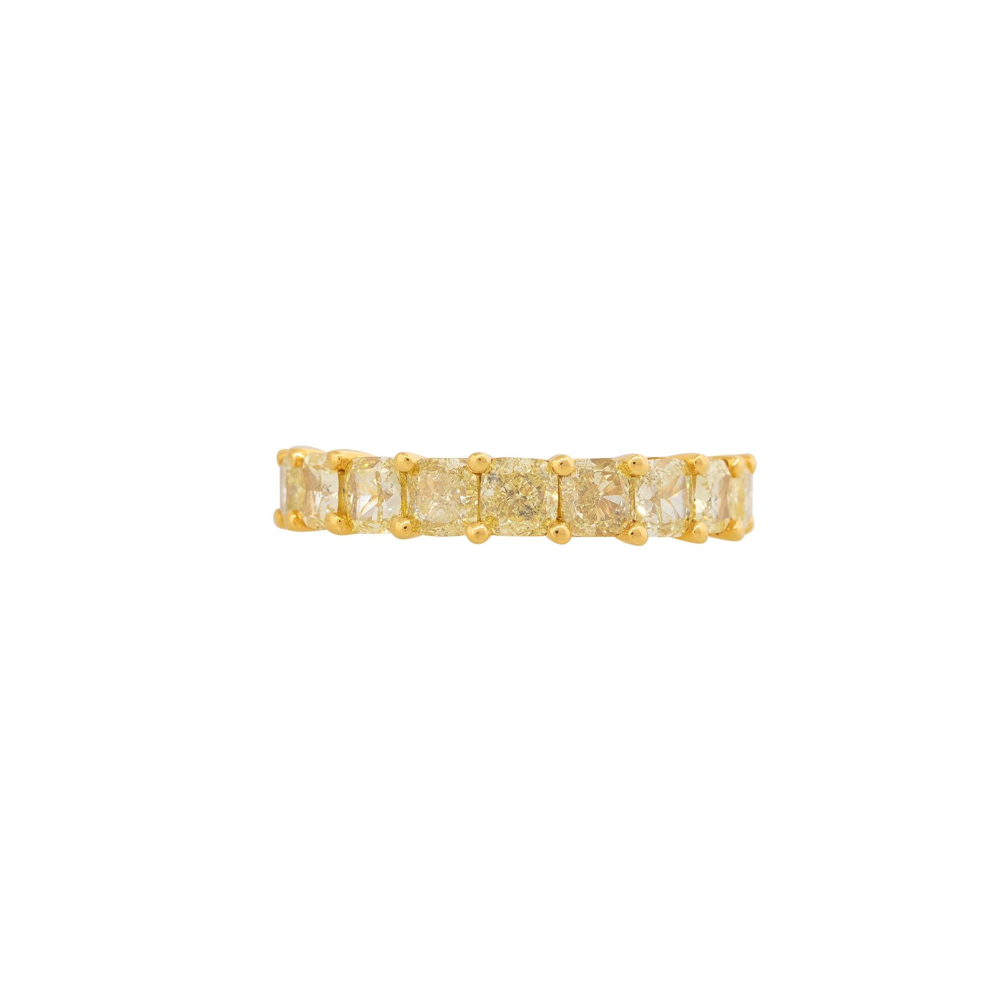 18k Gelbgold 2,98ctw natürlichen gelben Diamanten Cushion Cut Band

Produkt: Diamantband im Kissenschliff
MATERIAL: 18k Gelbgold
Diamant-Details: Es gibt ungefähr 2,98 Karat Diamanten im Kissenschliff (9 Steine)
Diamant Reinheit: Diamanten sind