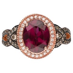 2,98 Karat Ovalschliff Rhodolith mit Diamant-Akzenten 14K Roségold Ring