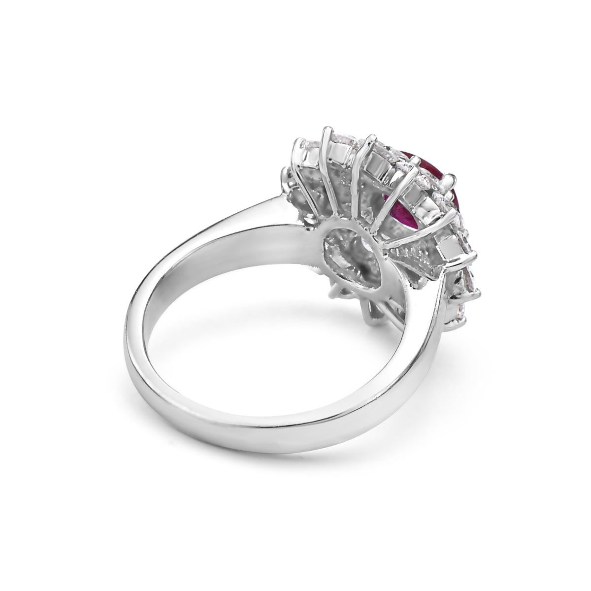 Women's 2.98 Carat Ruby and Diamond Cocktail Ring For Sale