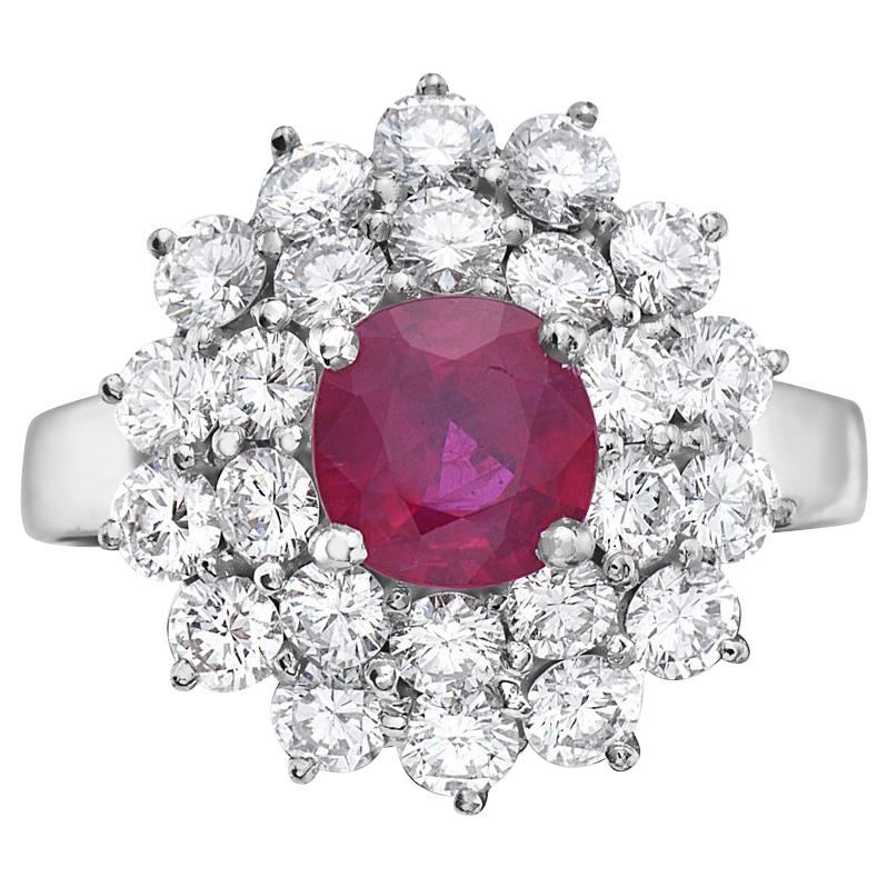 2.98 Carat Ruby and Diamond Cocktail Ring For Sale