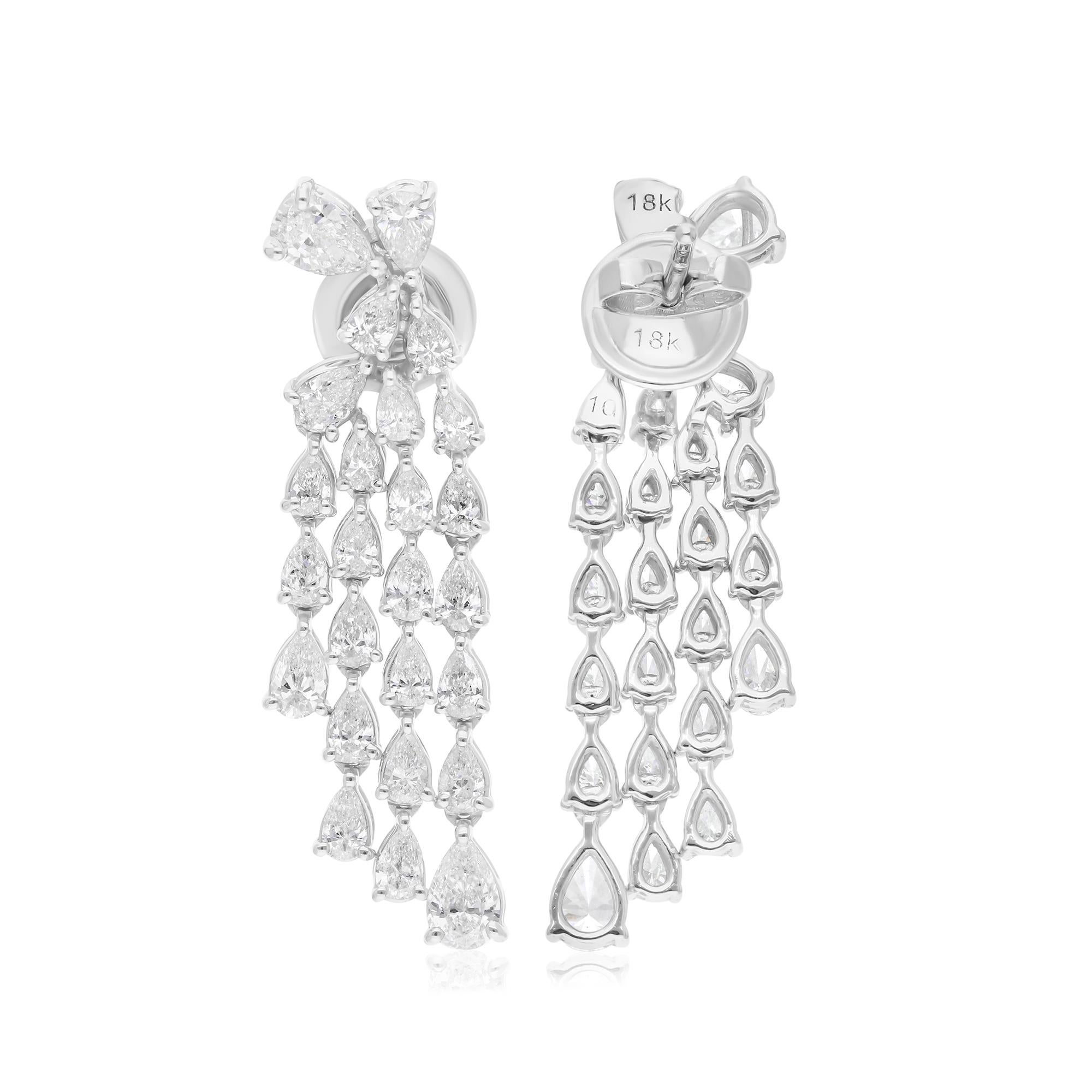2,98 Karat SI/H Birnenschliff Diamant-Kronleuchter-Ohrringe 14k Weißgold (Moderne) im Angebot