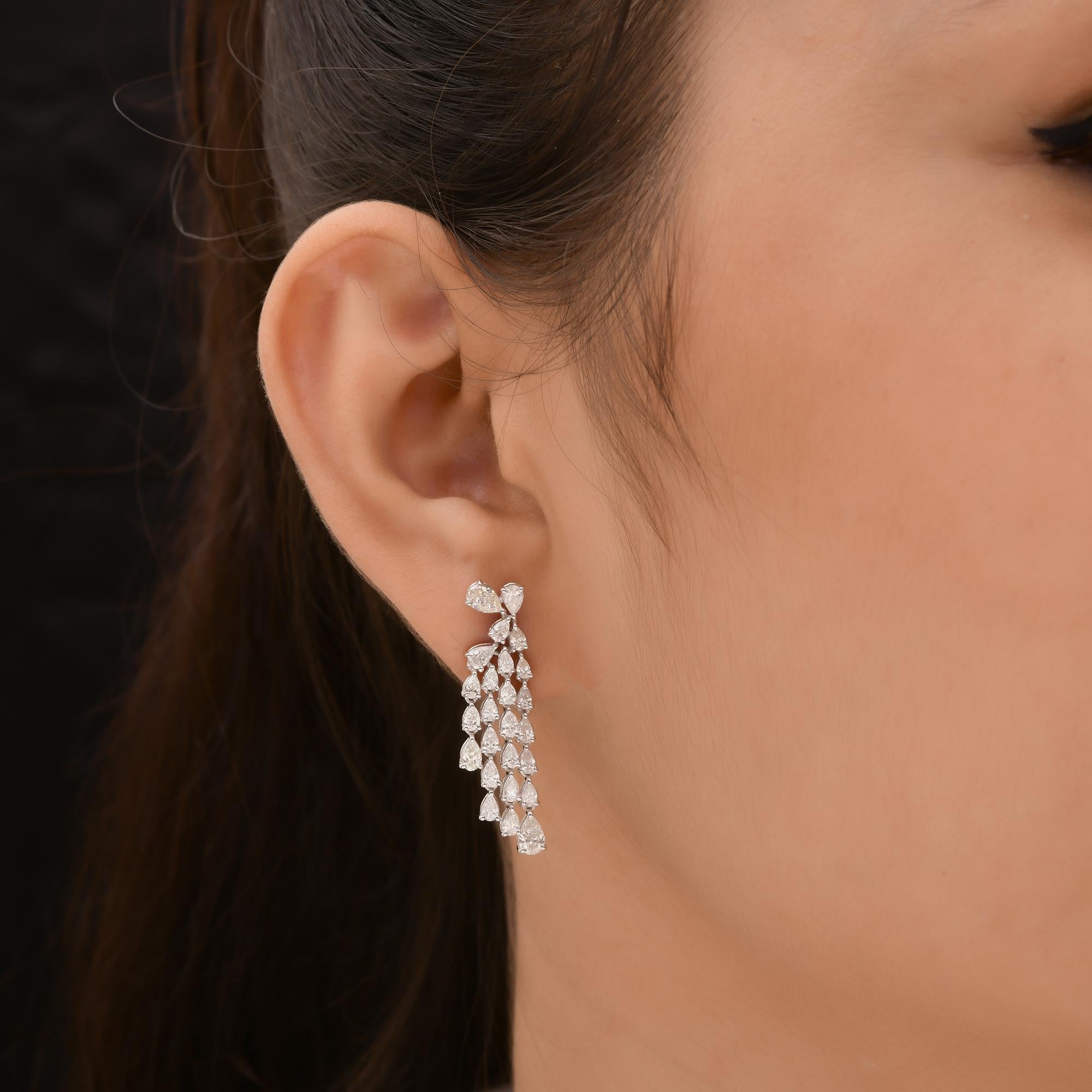 2,98 Karat SI/H Birnenschliff Diamant-Kronleuchter-Ohrringe 14k Weißgold im Zustand „Neu“ im Angebot in Diera, Dubai