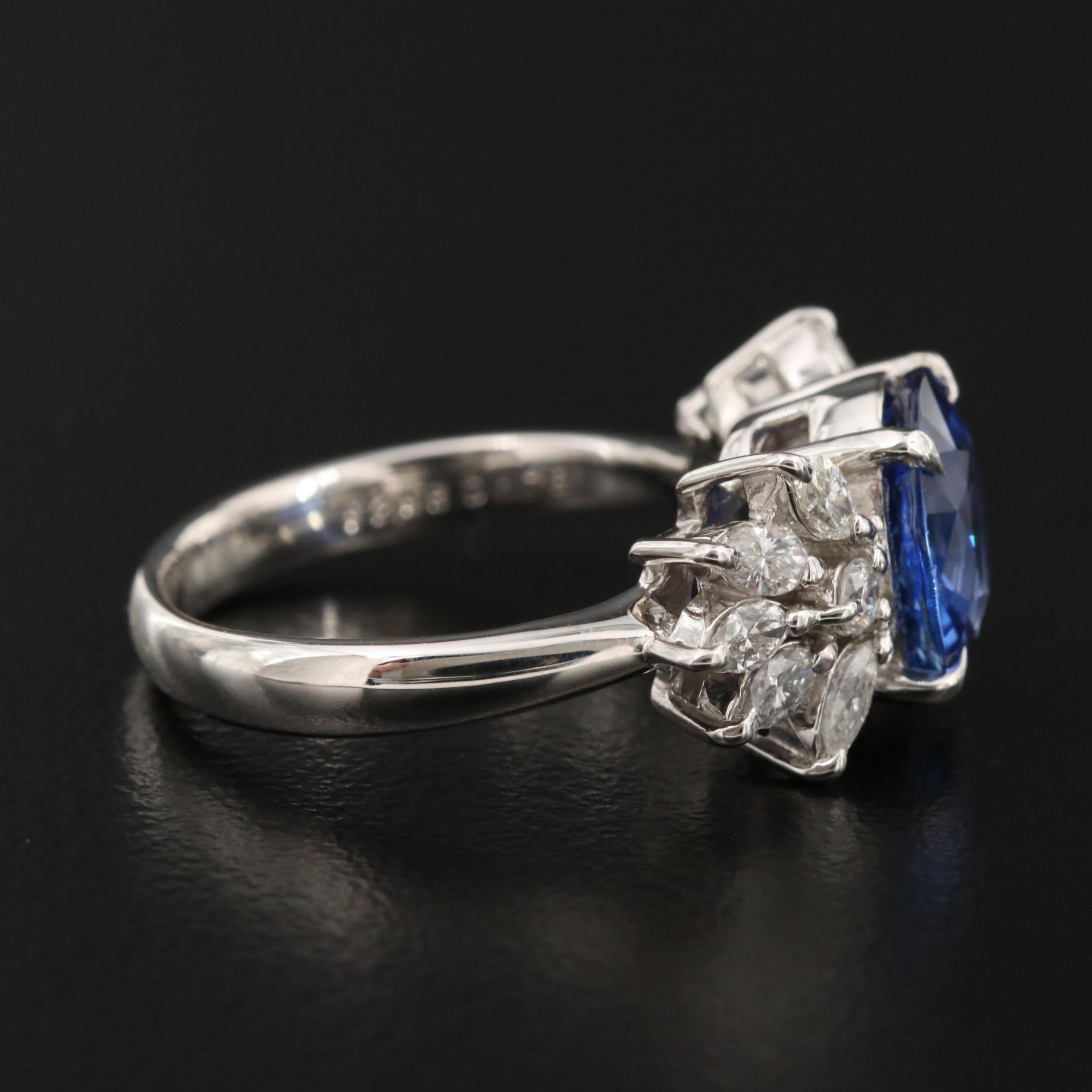 For Sale:  1.8 Carat Sapphire and Diamond Engagement Ring White Gold Sapphire Wedding Ring 2