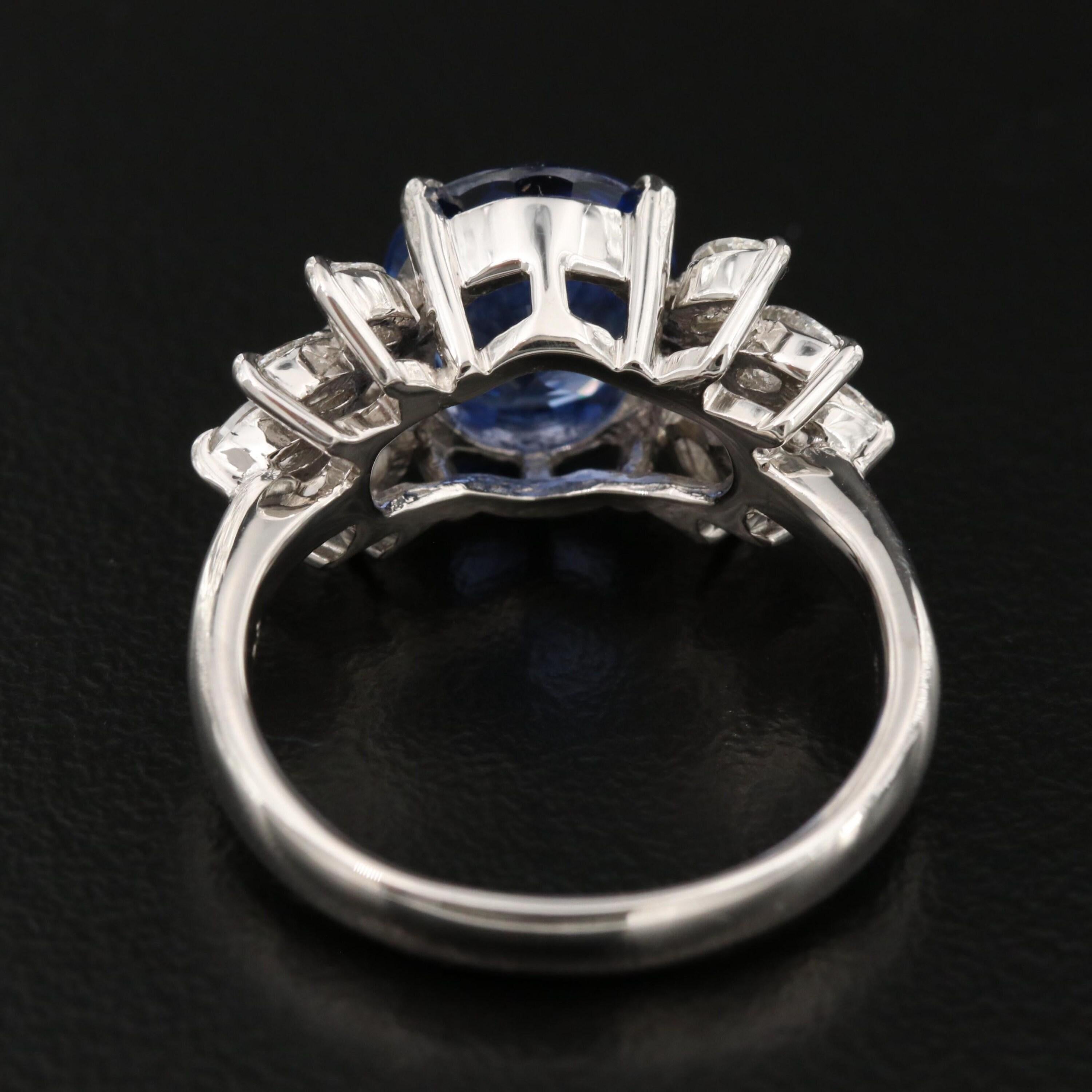 For Sale:  1.8 Carat Sapphire and Diamond Engagement Ring White Gold Sapphire Wedding Ring 3
