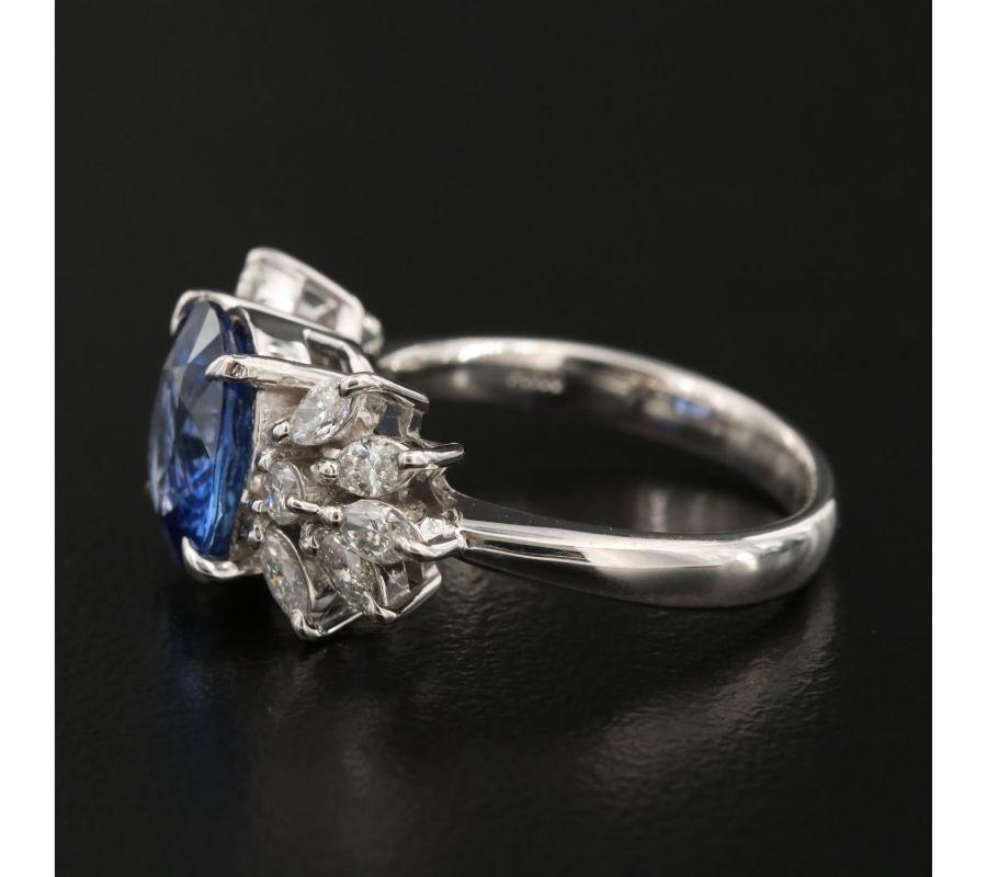 For Sale:  1.8 Carat Sapphire and Diamond Engagement Ring White Gold Sapphire Wedding Ring 4