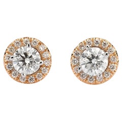 Boucles d'oreilles en or blanc et rose avec diamants de 2,98 TCW