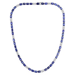 Collana con zaffiro blu da 29,85 carati e diamante da 6,36 carati, qualità SI/H, in oro bianco 18 carati