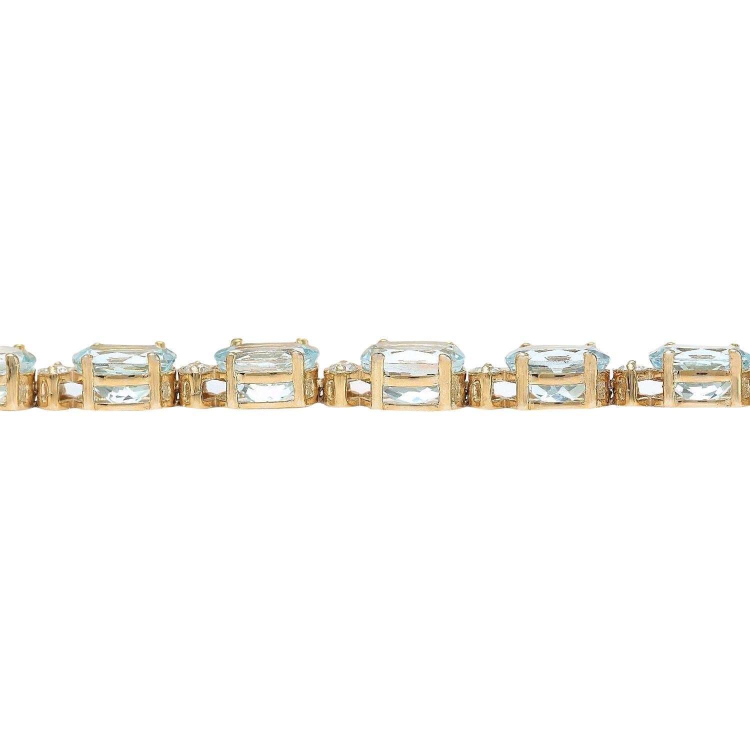 Bracelet aigue-marine diamant en or jaune massif 14 carats  Pour femmes en vente