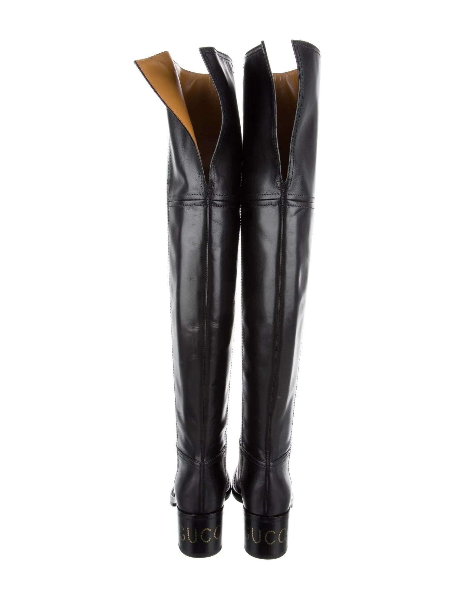 $2985 Nuevo Con Caja Gucci 2024 Sobre La Rodilla Botas De Cuero Sz 38 en venta 11