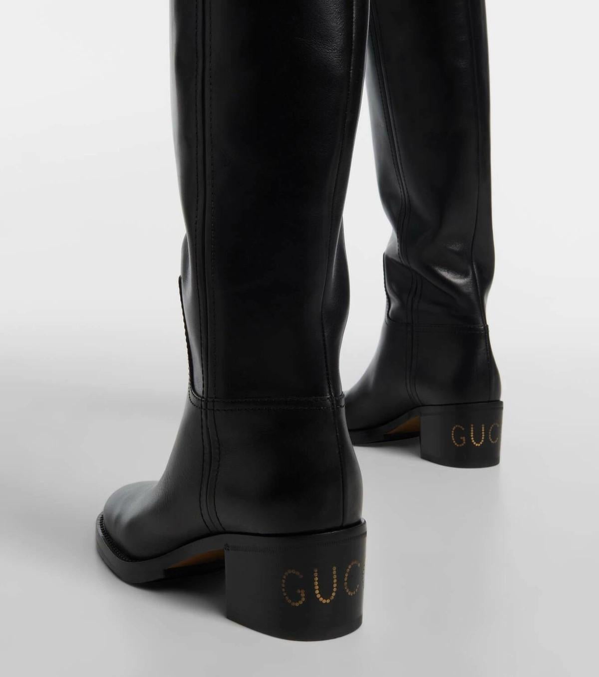 $2985 Nuevo Con Caja Gucci 2024 Sobre La Rodilla Botas De Cuero Sz 38 en venta 3
