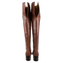 $2985 New Gucci 2024 Over The Knee Leather Boots Sz 41
