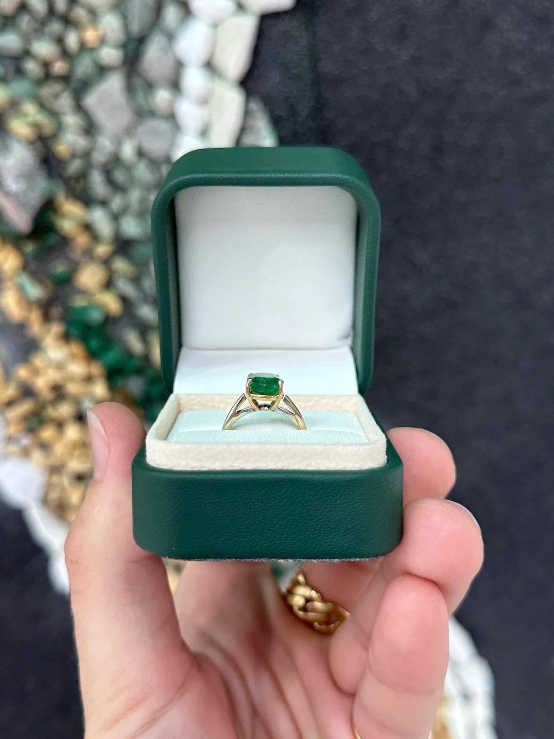 2.98ct 14K Dark Green Oval Cut Emerald 4 Prong Solitaire Gold Engagement Ring In New Condition For Sale In Jupiter, FL