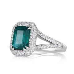 Anello di fidanzamento con smeraldo verde taglio smeraldo 2.98