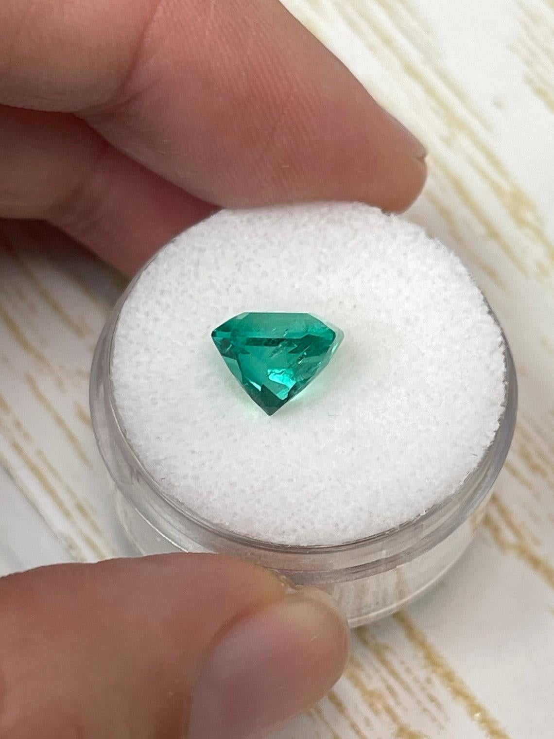 2.98ct Glowing Vivid Green Colombian Emerald Asscher Cut Genuine May Birthstone For Sale 1