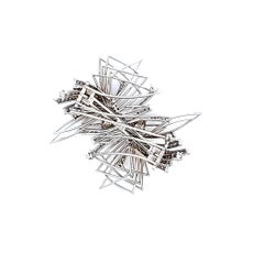 2.99 Carat Asscher Cut  and Round Brilliant Diamond 18K White Gold Brooch