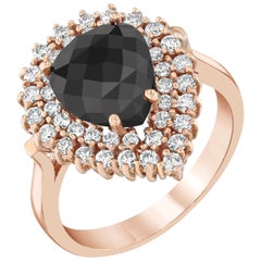 2.99 Carat Black Diamond 14 Karat Rose Gold Cocktail Ring